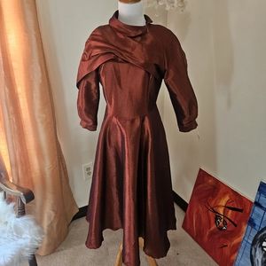 Copper Shiny Vintage/Vintage Style Fit and Flare Dress NWT Midi